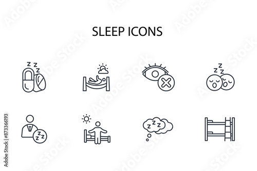 Sleep icon set.vector.Editable stroke.linear style sign for use web design,logo.Symbol illustration.