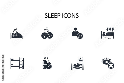 Sleep icon set.vector.Editable stroke.linear style sign for use web design,logo.Symbol illustration.