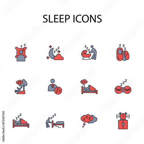 Sleep icon set.vector.Editable stroke.linear style sign for use web design,logo.Symbol illustration.