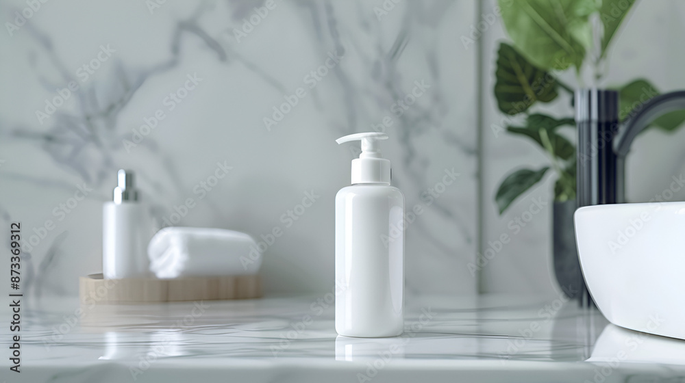 Minimal Toner Bottle on Modern Bathroom Counter