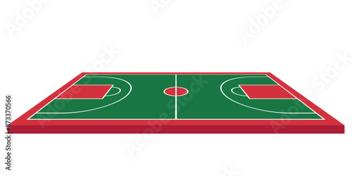 Basketball court. Vector 3d clipart.
