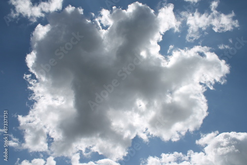 Clouds in a blue sky ,white fluffy clouds on a back ground of blue sky on a summers day Knottingley West Yorkshire In UK
 photo