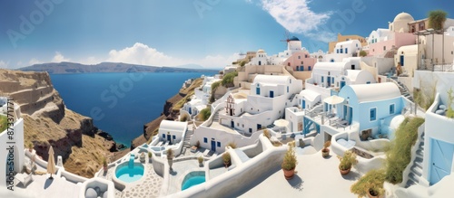 Whitewashed Houses and the Aegean Sea in Santorini