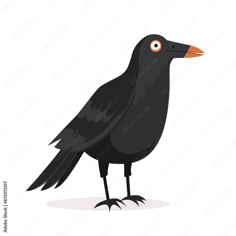 Fototapeta premium Crow Minimalist fashion cartoon isolated whitebackground
