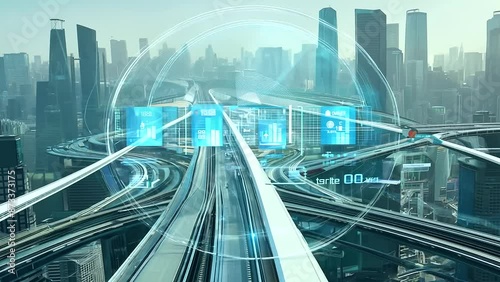 Over the shoulder of futuristic intercity transportation network