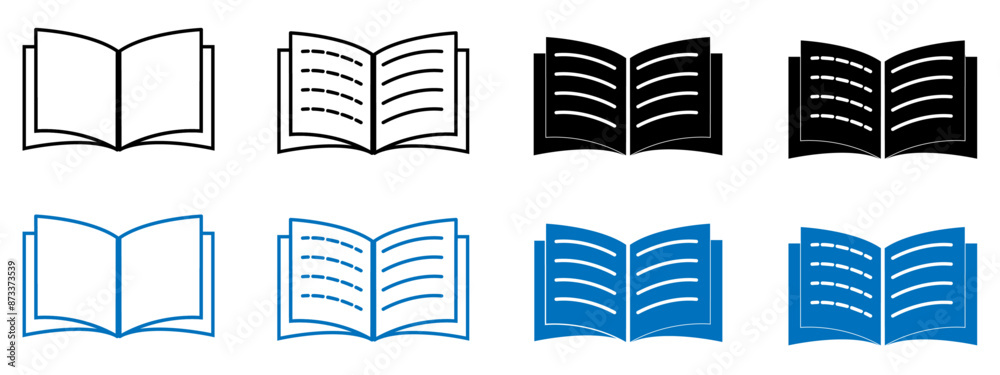 Open book icon pictogram vector illustration set with editable stroke.