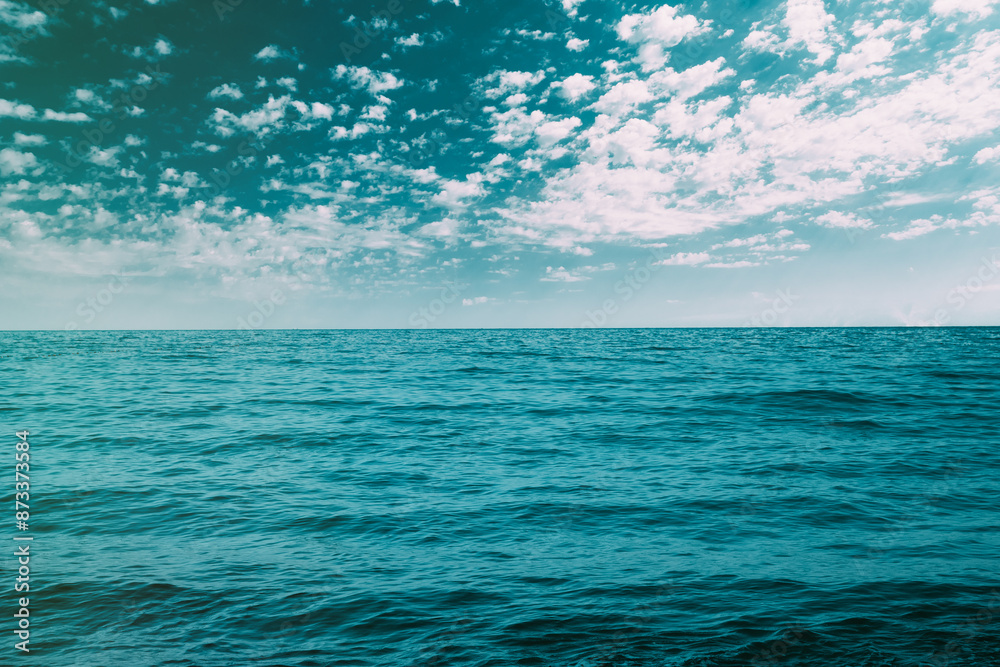Elevated view Sea Ocean And Sky Background With Cloudscape. backdrop sea vacation dreamy view Elevated view Sea Ocean And Sky Background With Cloudscape. backdrop sea vacation dreamy view