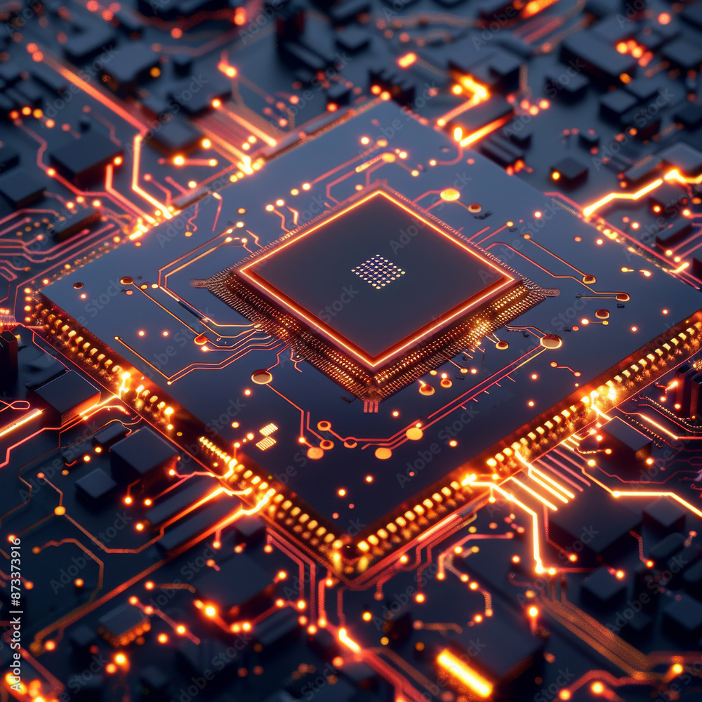 A creative glowing chip circuit hologram on a dark backdrop with a mock-up place, illustrating the CPU and metaverse concept. 3D rendering. A creative glowing chip circuit hologram on a dark backdrop with a mock-up place, illustrating the CPU and metaverse concept. 3D rendering.