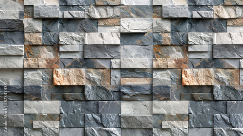 Fototapeta Naklejka Na Ścianę i Meble -  home decorative 3d elevation wall tiles design, Seamless Ceramic Tiles Designs, Seamless Ceramic Wall tiles design Natural Stone Bricks wallpaper design Home decorative 3d elevation Background.