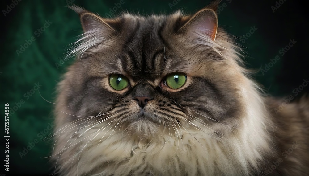 Close-Up Portrait of a Fluffy Persian Cat with Green Eyes Close-Up Portrait of a Fluffy Persian Cat with Green Eyes