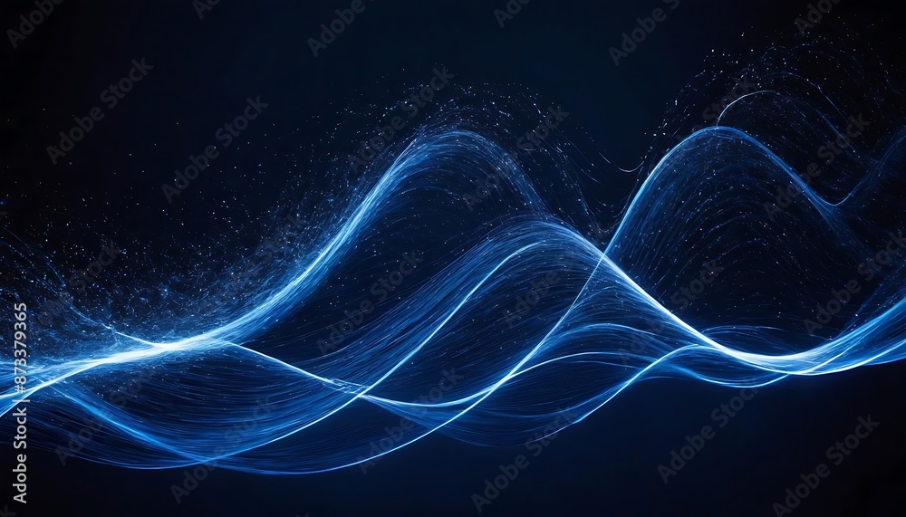 Fototapeta premium Mesmerizing Blue Light Waves Against a Deep Black Background