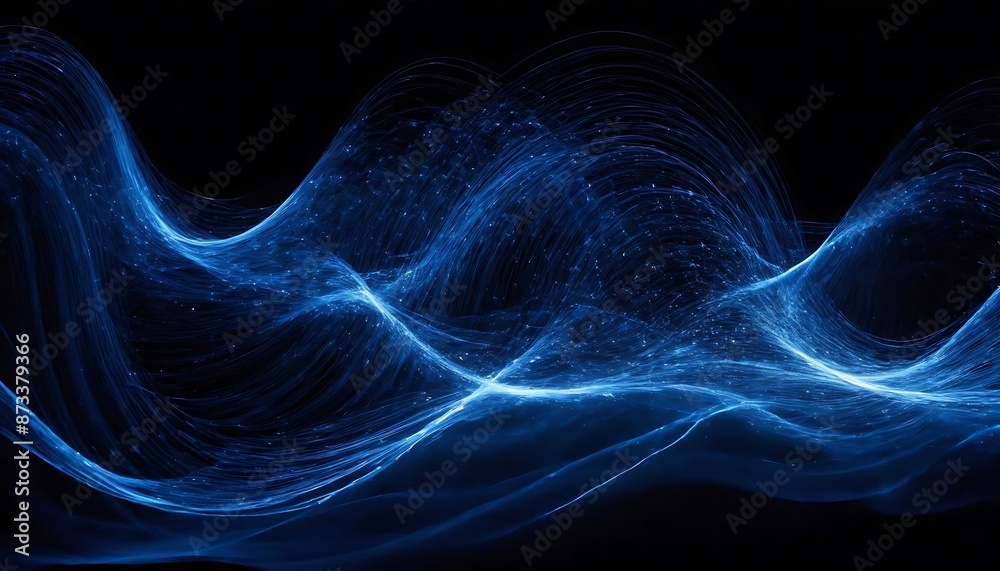 Mesmerizing Abstract Digital Waveforms Glowing in Blue Light