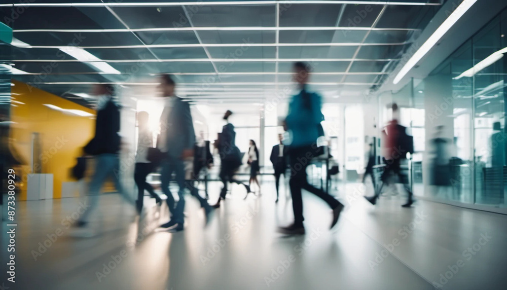 Blurred people stalking in blurred motion in modern space. Blurred people stalking in blurred motion in modern space.