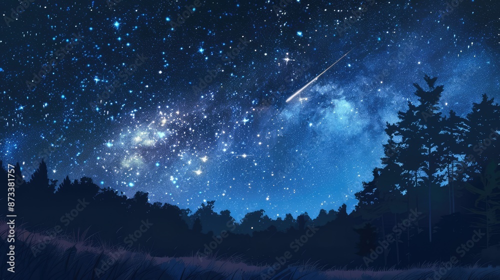 Nightsky with a meteor shower Nightsky with a meteor shower