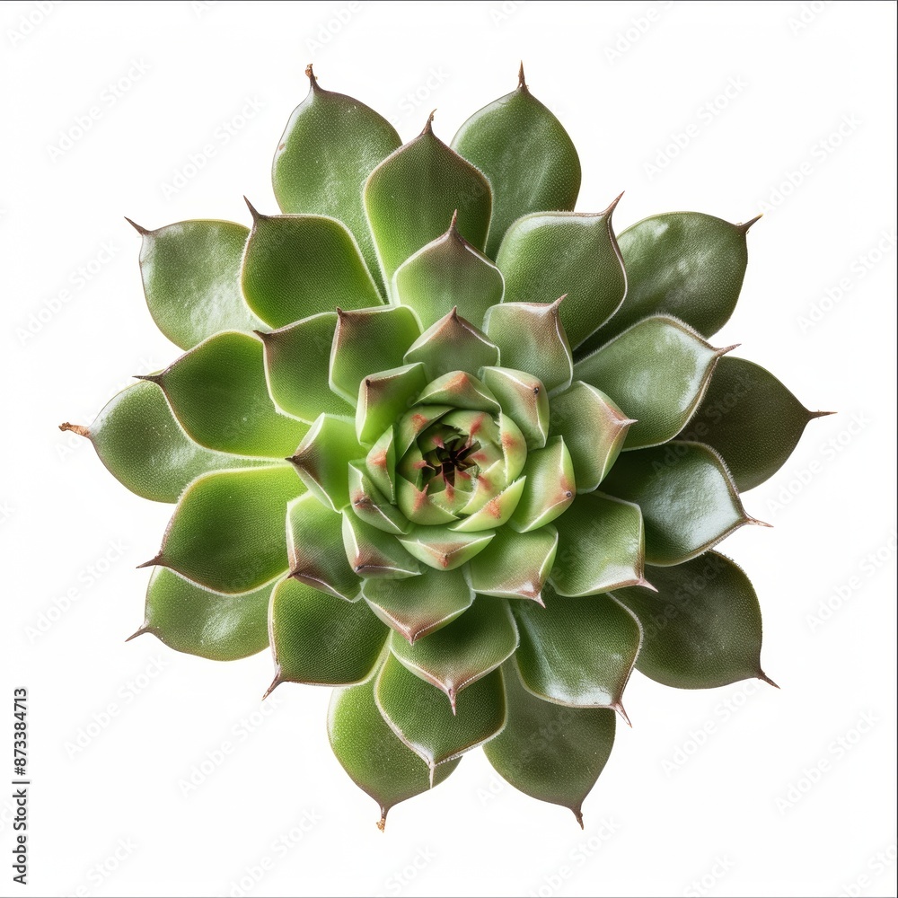Top view of a green succulent plant isolated on a white background. Top view of a green succulent plant isolated on a white background.