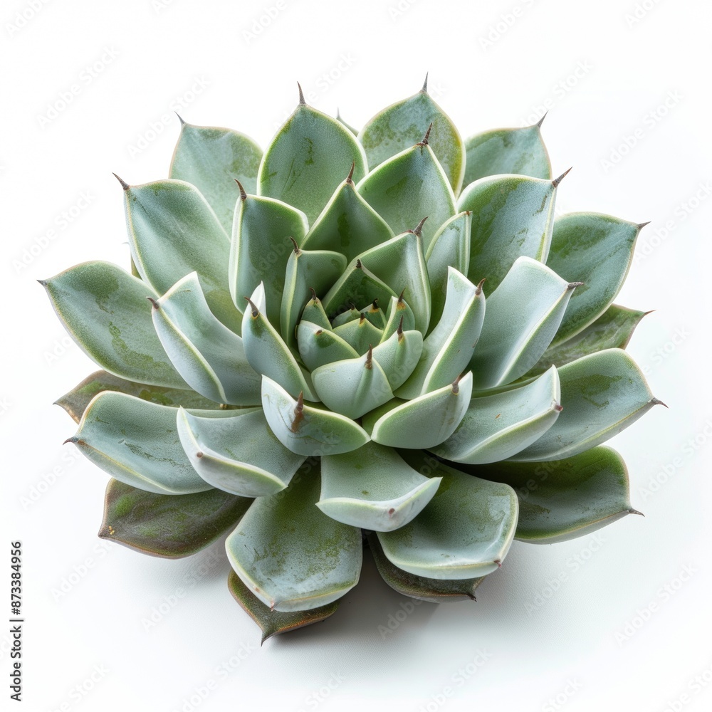 Fototapeta premium The image is of a green succulent plant with white background, isolated