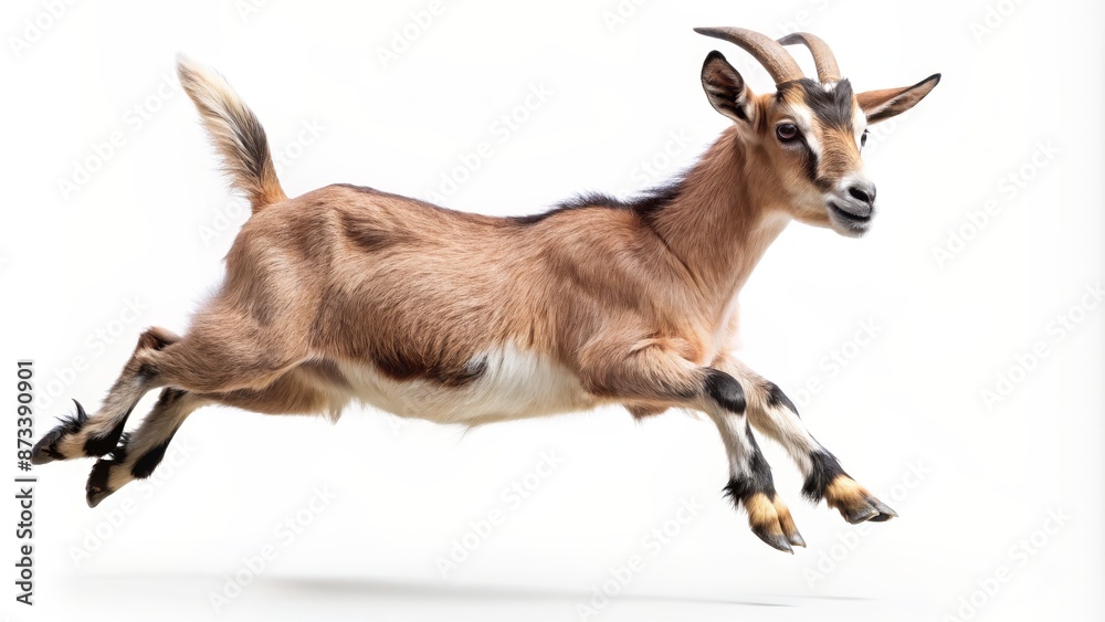 Jumping Goat Kid - Isolated White Background Jumping Goat Kid - Isolated White Background