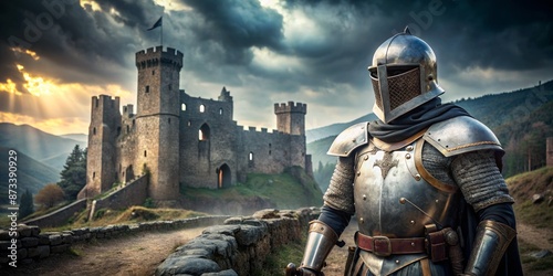 Knight Guarding Medieval Castle