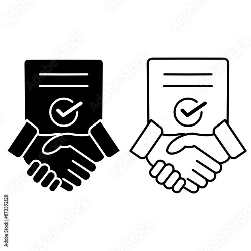 Partnership and handshake concept editable stroke outline icon isolated on white background flat vector illustration. Pixel perfect.