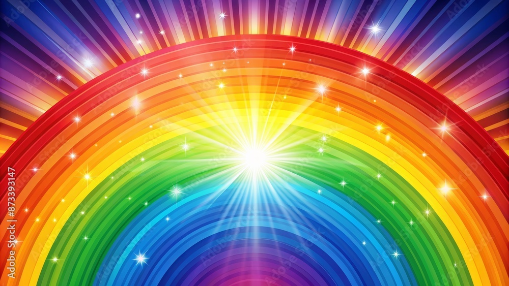 Obraz premium Rainbow Arc with Glowing Light and Stars