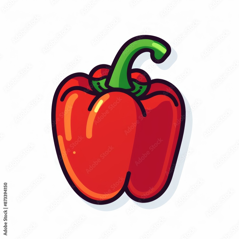 Red bell pepper colorful illustration vibrant vegetable art healthy eating concept Red bell pepper colorful illustration vibrant vegetable art healthy eating concept