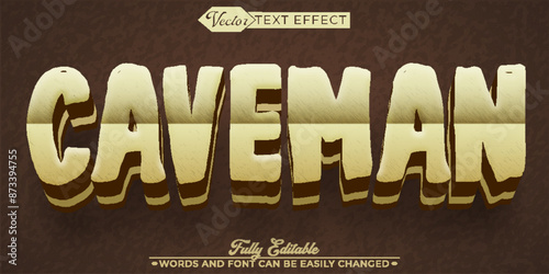Cartoon Brown Caveman Vector Editable Text Effect Template