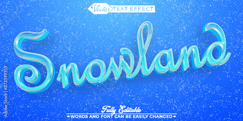 Blue Cartoon Winter Tale Snowland Vector Editable Text Effect Template