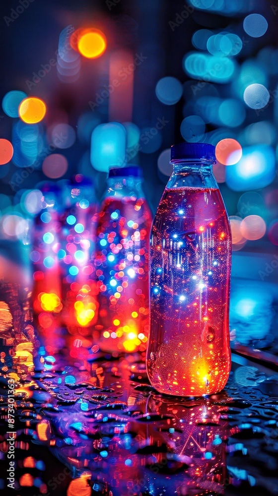 Virtual Fitness Oasis: Futuristic Cityscape with Holographic Cold Drinks Virtual Fitness Oasis: Futuristic Cityscape with Holographic Cold Drinks