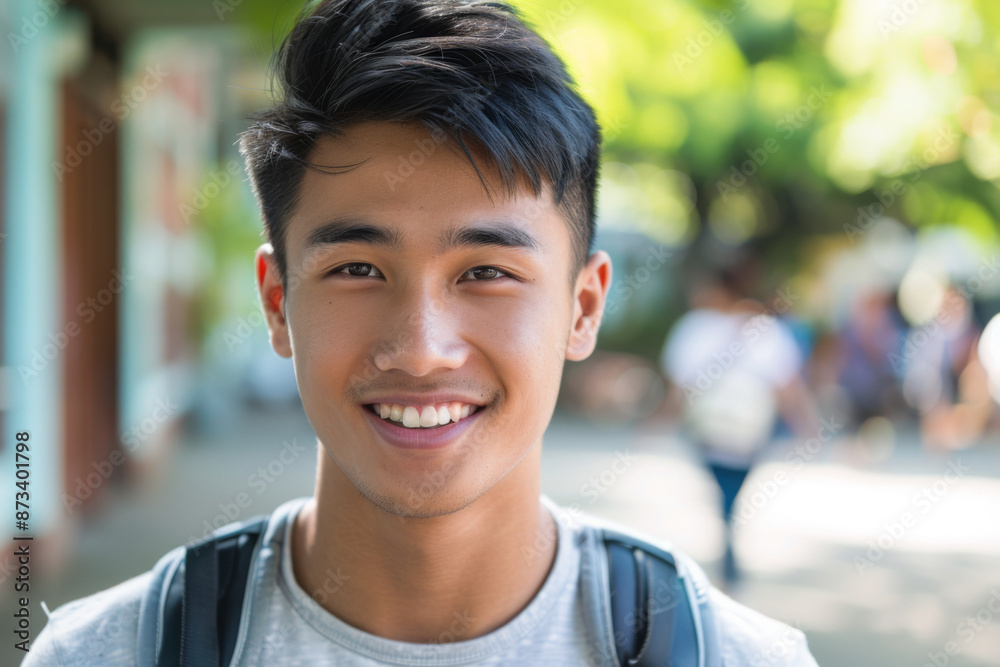 East Asians handsome man smiling, student East Asians handsome man smiling, student