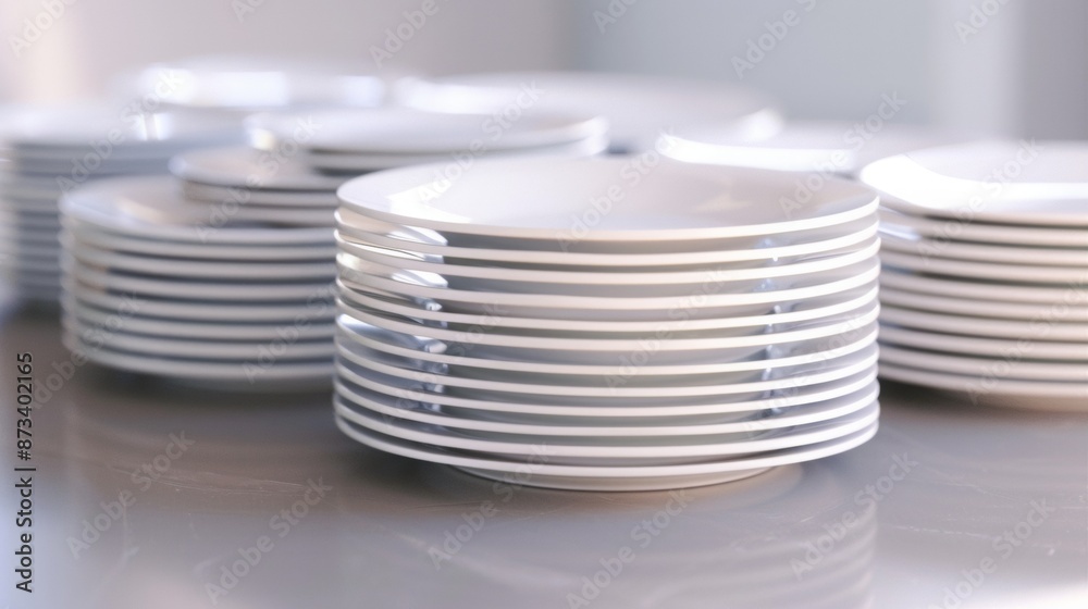 Empty plates stacked on top of each other. Empty plates stacked on top of each other.