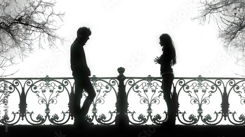 Wallpaper Mural   A man and a woman stand together in front of a fence with a tree behind them Torontodigital.ca