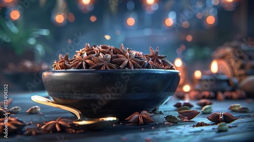 Wallpaper Mural   Bowl of star anise on table, near jar of seeds Torontodigital.ca