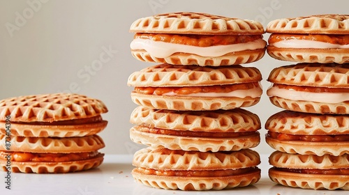 Wallpaper Mural   A table with two stacks of waffle sandwiches sits nearby Torontodigital.ca