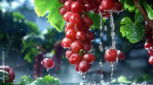 Wallpaper Mural   A group of grapes dangling from a tree with water droplets clinging to its leaves and dripping onto them Torontodigital.ca