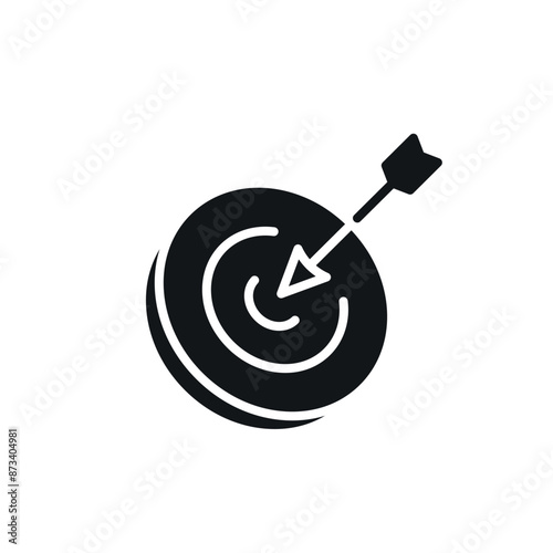 Arrow and target simple glyph icon. Vector solid isolated black illustration.