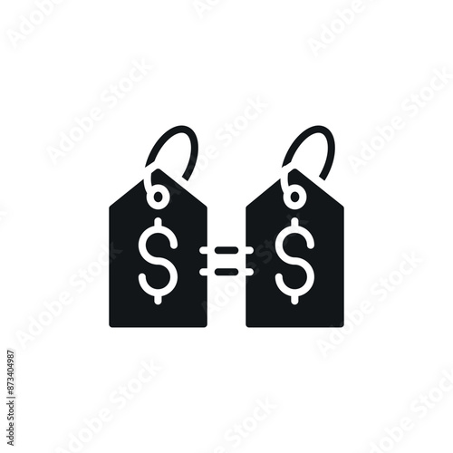 Price matching simple glyph icon. Vector solid isolated black illustration.
