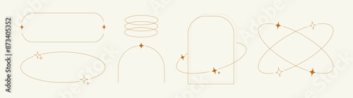 Modern Minimalist Aesthetic Line Elements Trendy Linear Frames with Stars, Arches