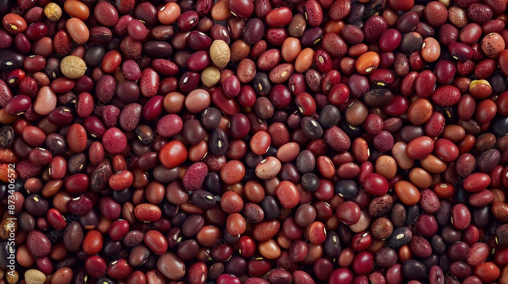 Variety of kidney beans, characterized by their kidney-shaped form and a range of colors from deep red to light brown, with some showing speckled patterns Variety of kidney beans, characterized by their kidney-shaped form and a range of colors from deep red to light brown, with some showing speckled patterns