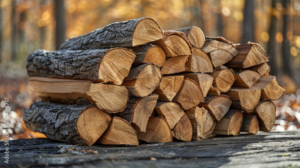 Firewood in a neat stack, preparing for the cold. Firewood in a neat stack, preparing for the cold.