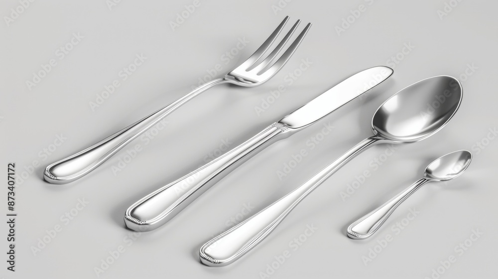Set of cutlery: forks, spoons, knives and others Set of cutlery: forks, spoons, knives and others