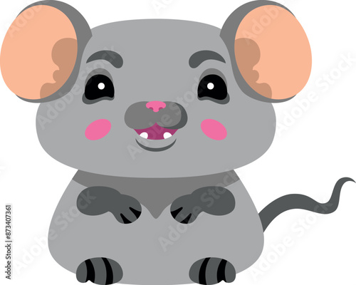 Illustration - cartoon gray mouse, isolated