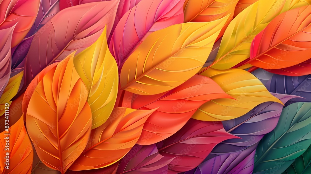 Abstract leaves background, a pattern that mimics nature's textures. Colorful plant texture, a representation of leaf design. Abstract leaves background, a pattern that mimics nature's textures. Colorful plant texture, a representation of leaf design.