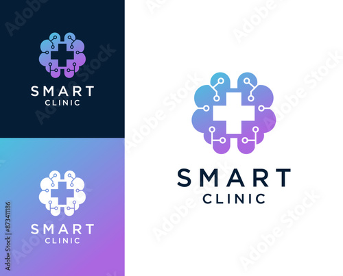 Smart clinic logo. Smart with clinic element logo design illustration.
