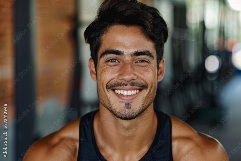Hispanic handsome man smiling, athlete Hispanic handsome man smiling, athlete