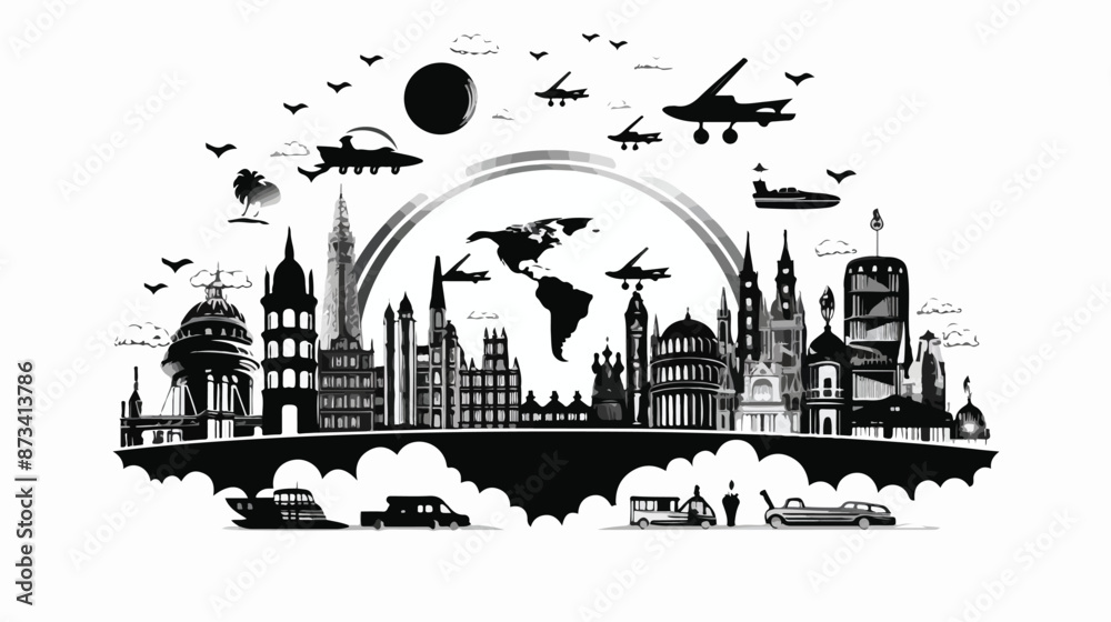 Fototapeta premium World Tourism Day Creative Travel Around the World