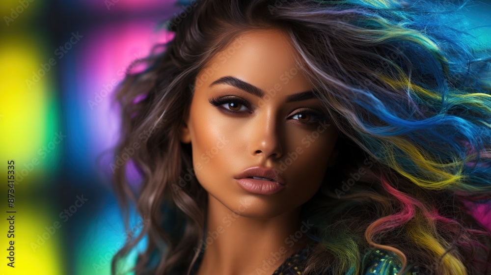 Colorful Hair and Intense Gaze Colorful Hair and Intense Gaze