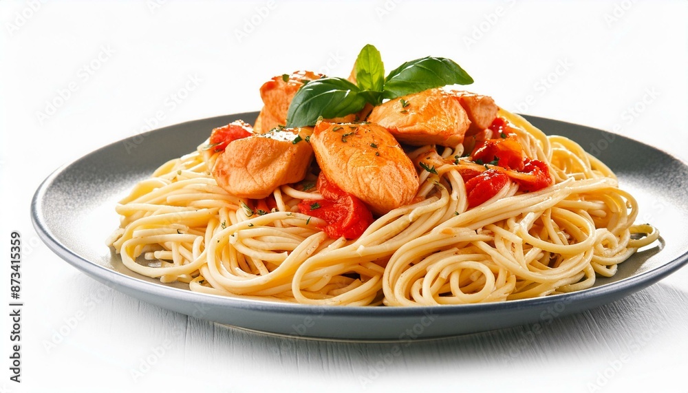 Spaghetti with meatballs and feta, vertical, no people, side lighting Spaghetti with meatballs and feta, vertical, no people, side lighting