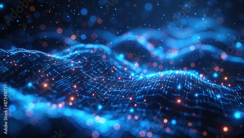 Abstract Blue and Orange Digital Landscape