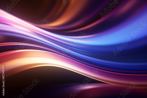 Vibrant, flowing abstract lines in blue, pink, and orange hues, creating a dynamic and futuristic visual effect.