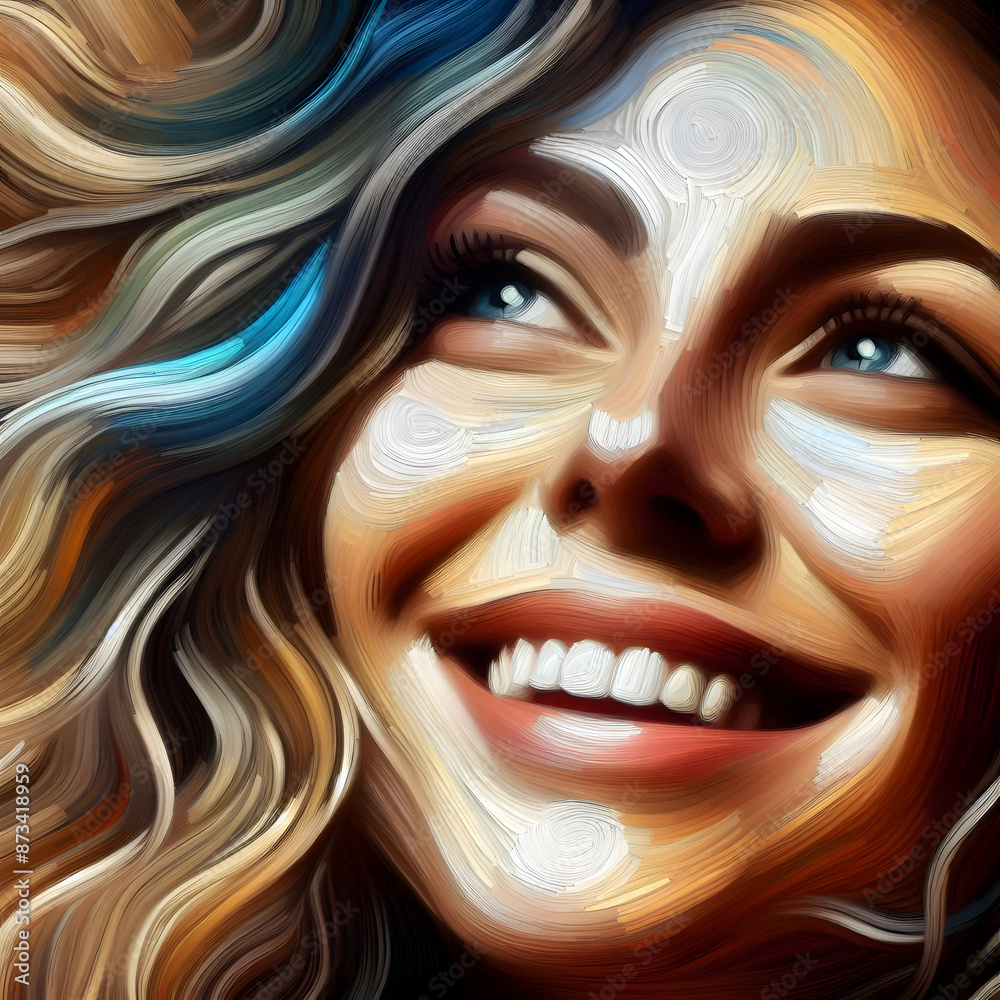 woman smiling painting woman smiling painting